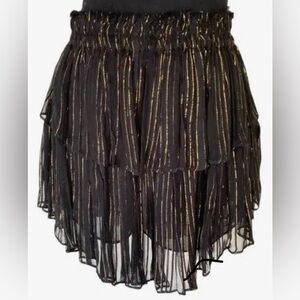 NWOT loveshackfancy skirt size small black and gold